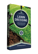 Box of Growmoor Lawn Dressing with grass and soil imagery on a white background