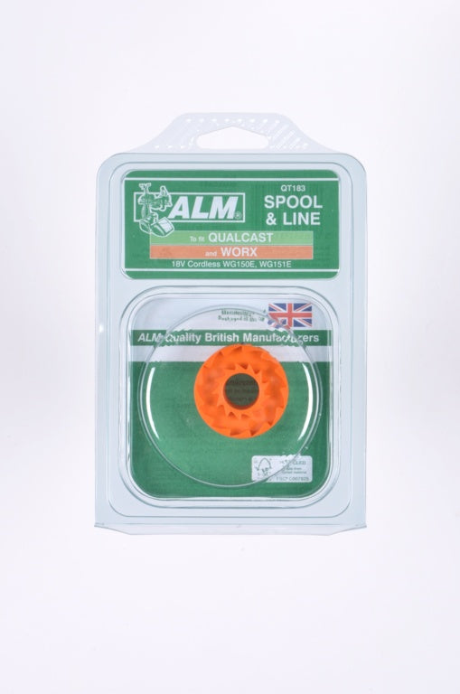 Spool of line packaging with ALM branding on a white background