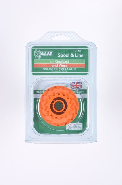 Orange spool and line package with ALM branding on a white background