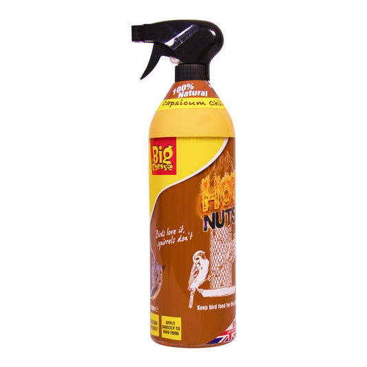 Spray bottle labelled 'Hot Nuts' on a white background