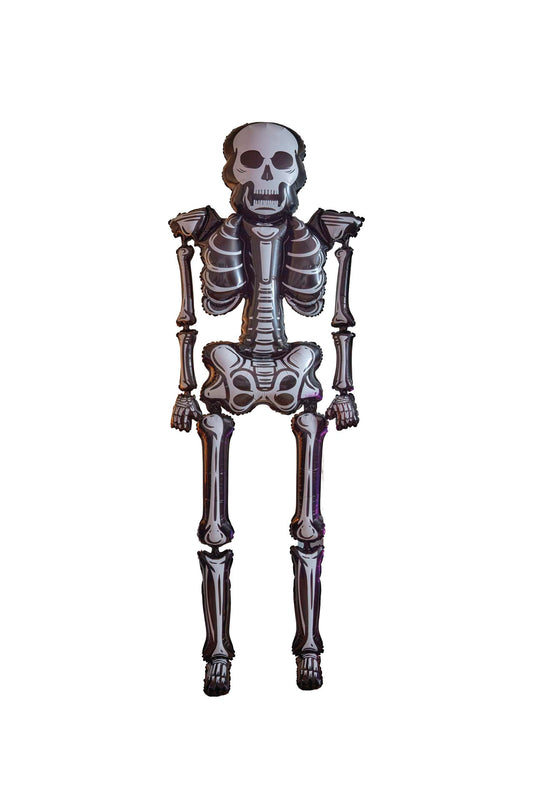 A full-body articulated skeleton decoration or model shown against a plain white background.