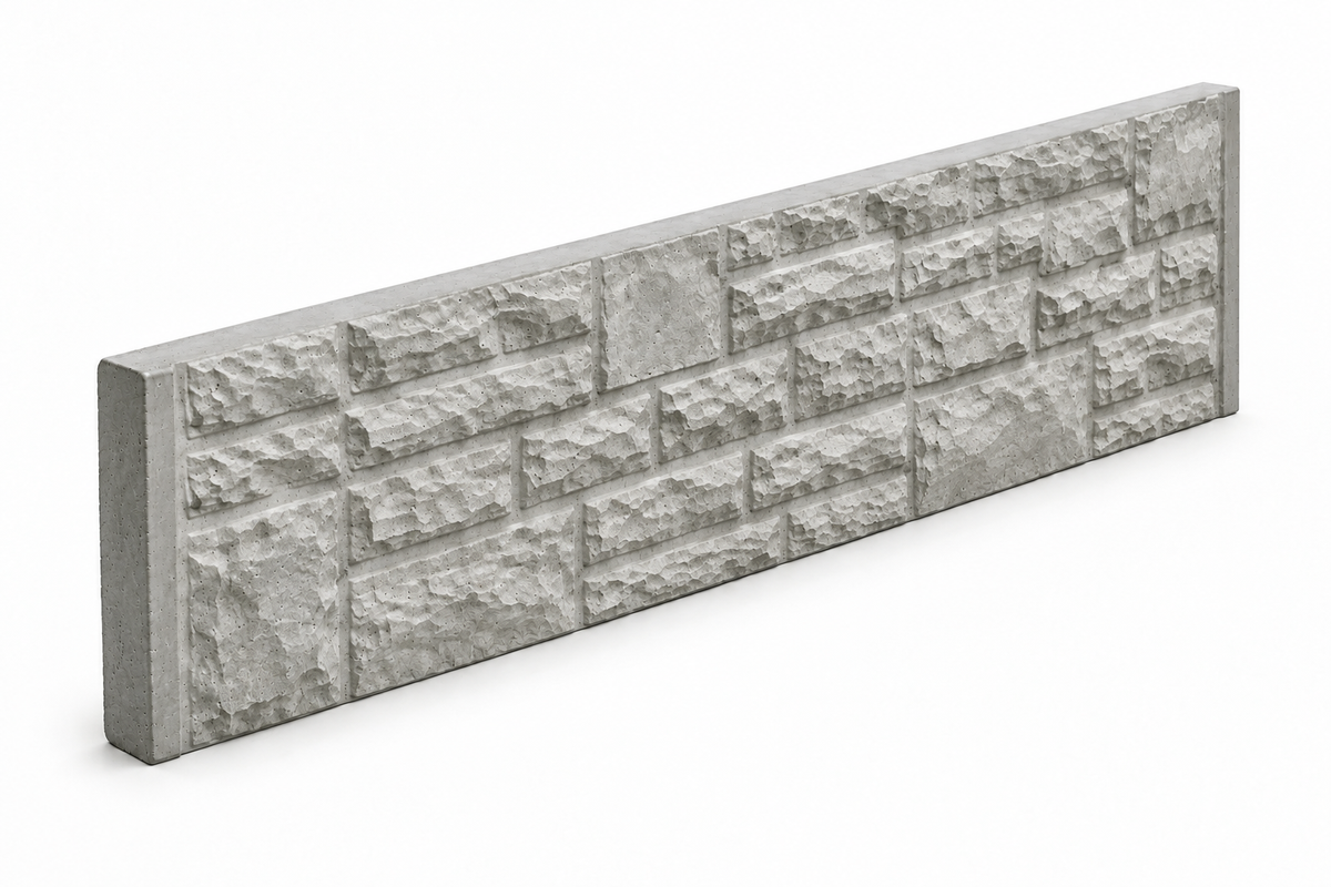 300mm tall rock-faced concrete gravel board