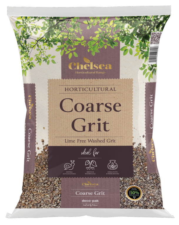 Chelsea Horticultural Coarse Grit bag | Lime Free Washed Grit for drainage and slug snail deterrent | UK gardening top dressing