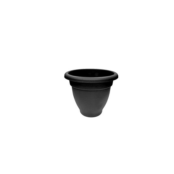Black plastic garden planter with flared rim | Lightweight outdoor flower pot for patio and balcony UK