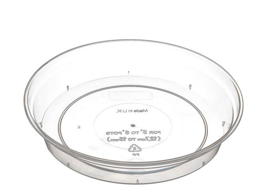 Clear plastic container lid with branding on a white background