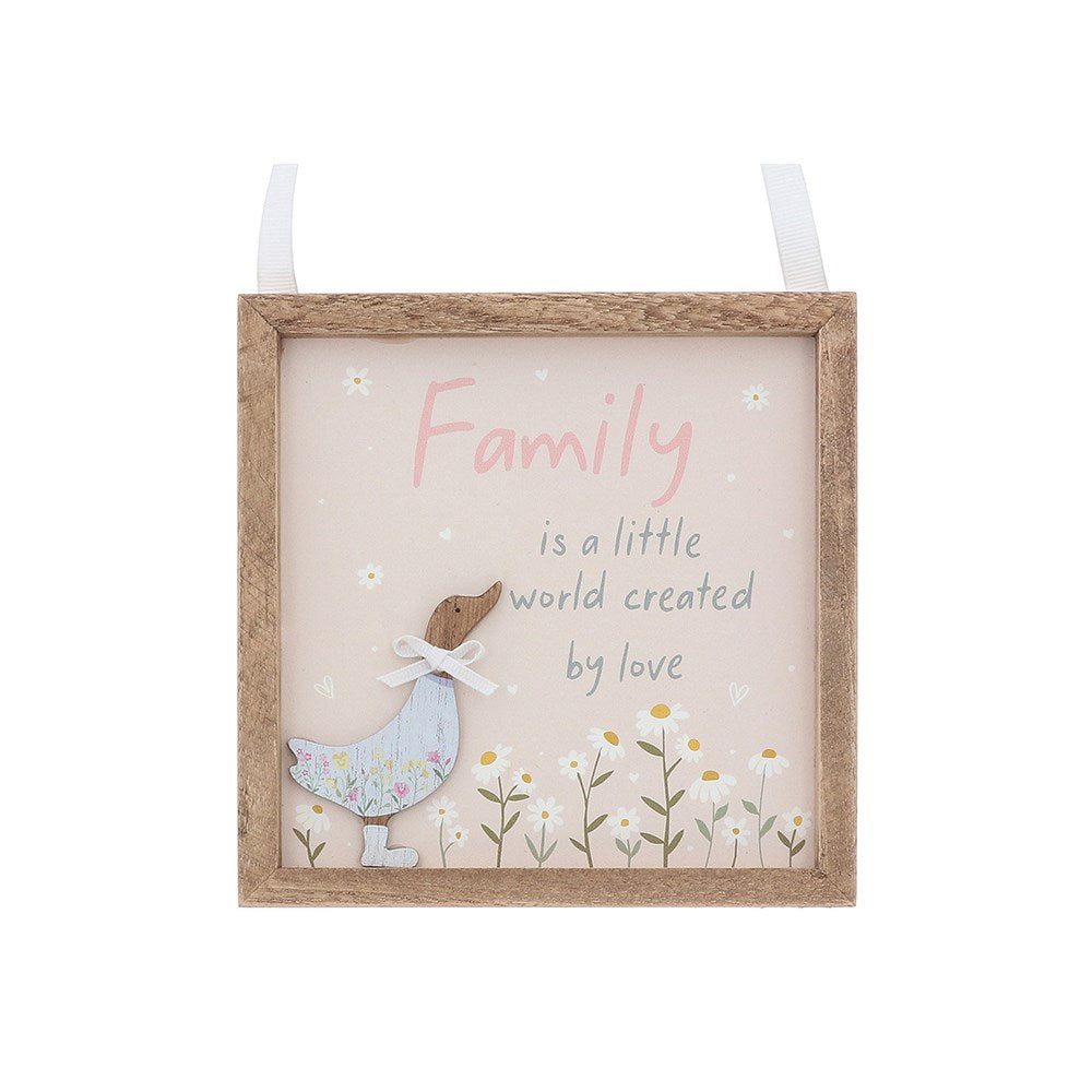 Ditsy Ducks Hanging Square Plaque Family