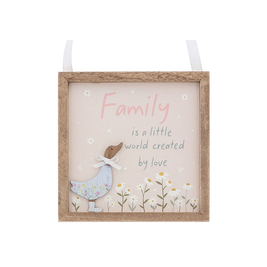 Ditsy Ducks Hanging Square Plaque Family