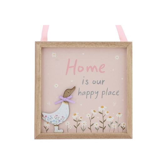 Ditsy Ducks Hanging Square Plaque Home