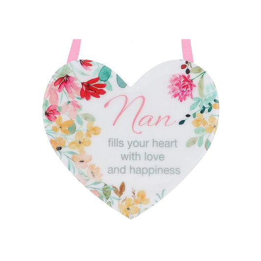 Floral Words Nan Hanging Heart