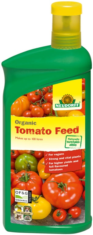 Neudorff Organic Tomato Feed bottle with tomatoes on label