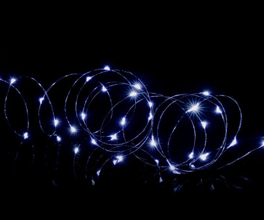 String of lights on a black background