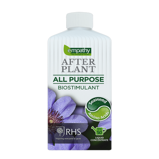 Bottle of 'After Plant' all-purpose biostimulant with branding on a white background