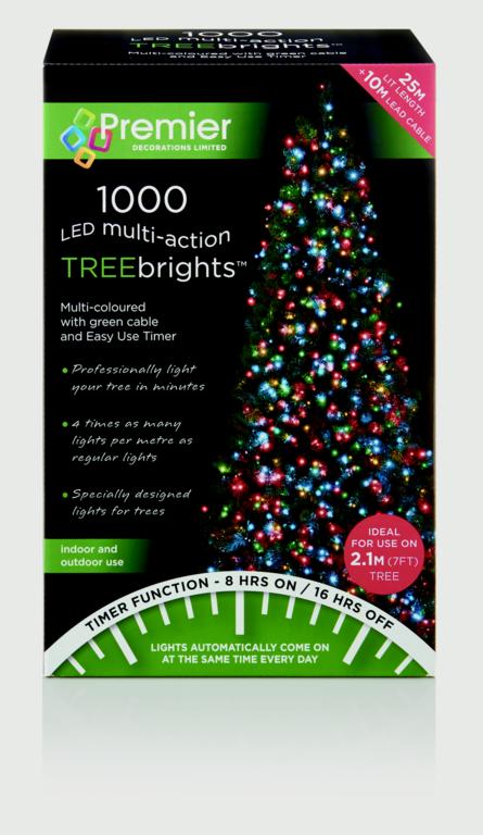 Premier 1000 LED Multi Action Treebrights With Timer Multicoloured