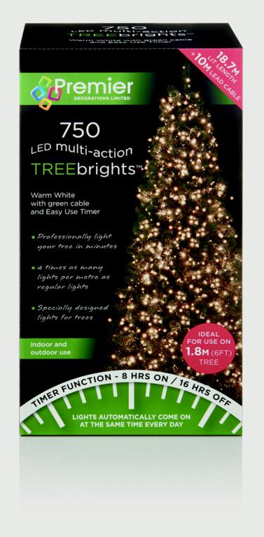 Box of Premier LED Treebrights with a Christmas tree on the packaging