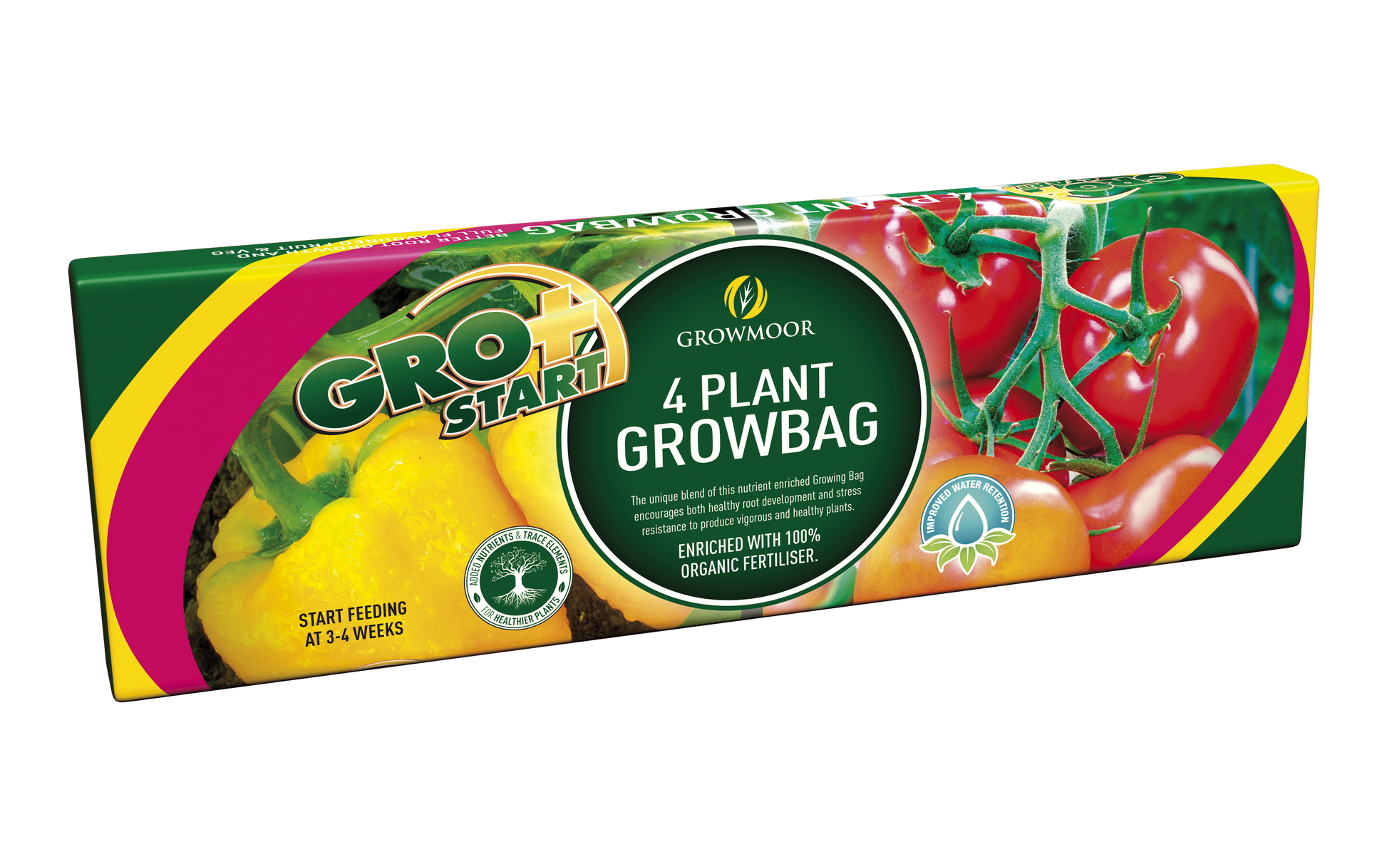 Gro-Start 4 Plant Growbag packaging with images of vegetables on a white background