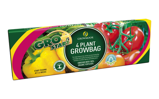 Gro-Start 4 Plant Growbag packaging with images of vegetables on a white background