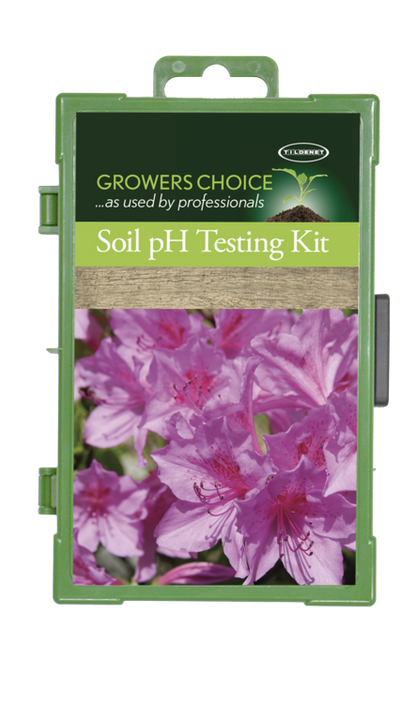 Soil pH Testing Kit packaging with purple flowers on a white background