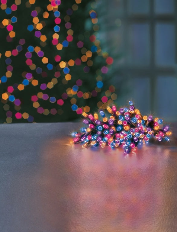 Premier 200 LED Multi Action Battery Operated Timelights Rainbow/Green Cable