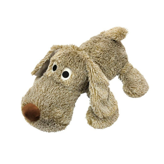 Plush dog toy on a white background