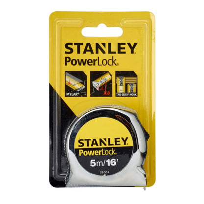 Stanley PowerLock tape measure in packaging on a white background