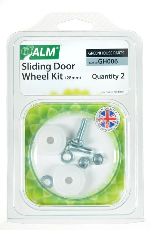 ALM Sliding Door Wheel Kit packaging with green and white design