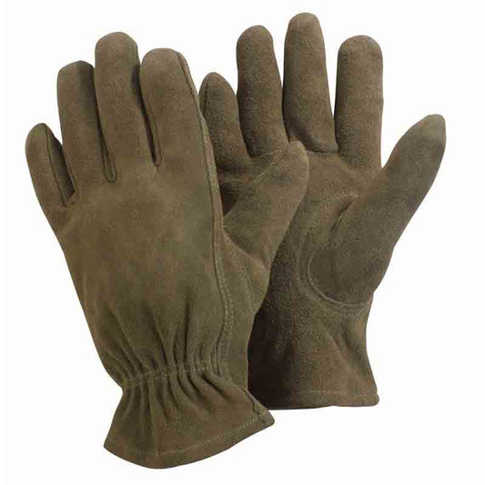 Pair of brown gloves on a white background
