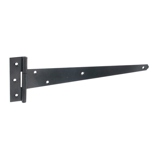 Black metal tee hinge on a white background