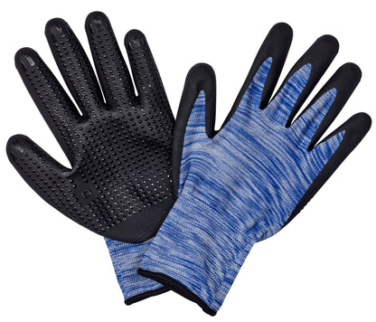 Pair of blue and black gloves