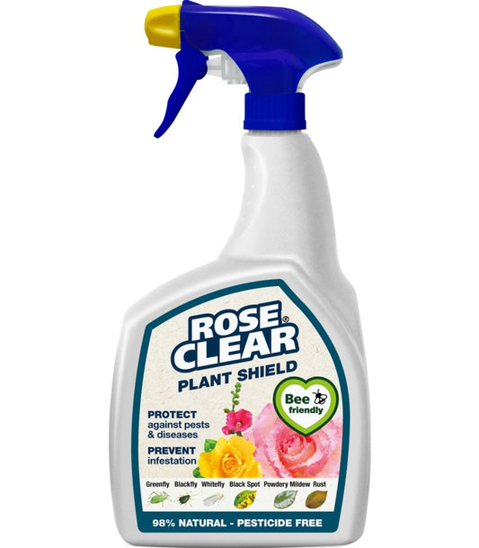 Rose Clear Plant Shield spray bottle on a white background