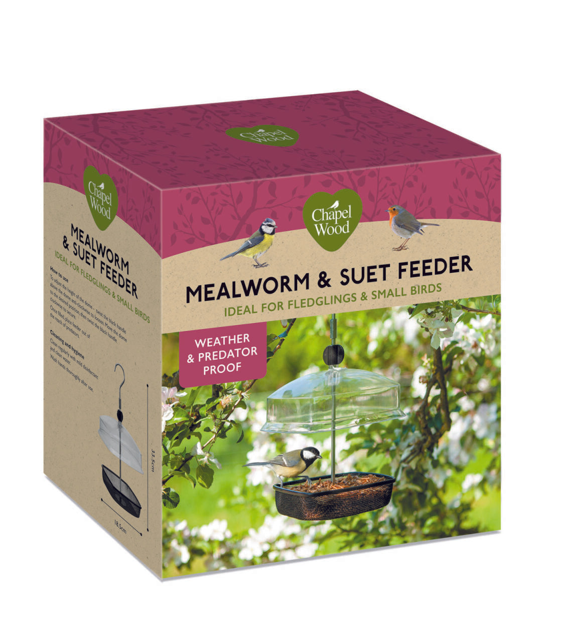 Mealworm & Suet Feeder box on a white background