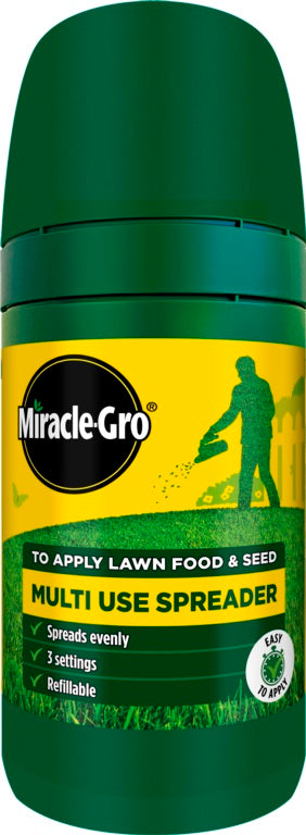 Miracle-Gro multi use spreader with green and yellow design