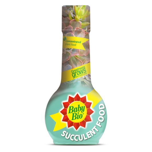 Baby Bio succulent food packaging on a white background