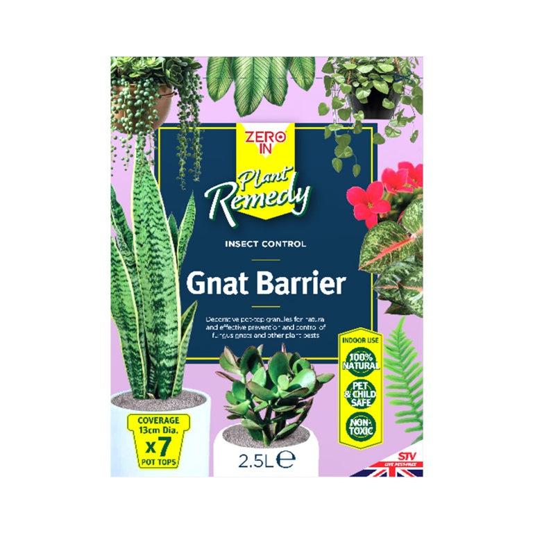 ZERO IN Plant Remedy Gnat Barrier 2.5L | Natural, non-toxic granule insect control for houseplants UK