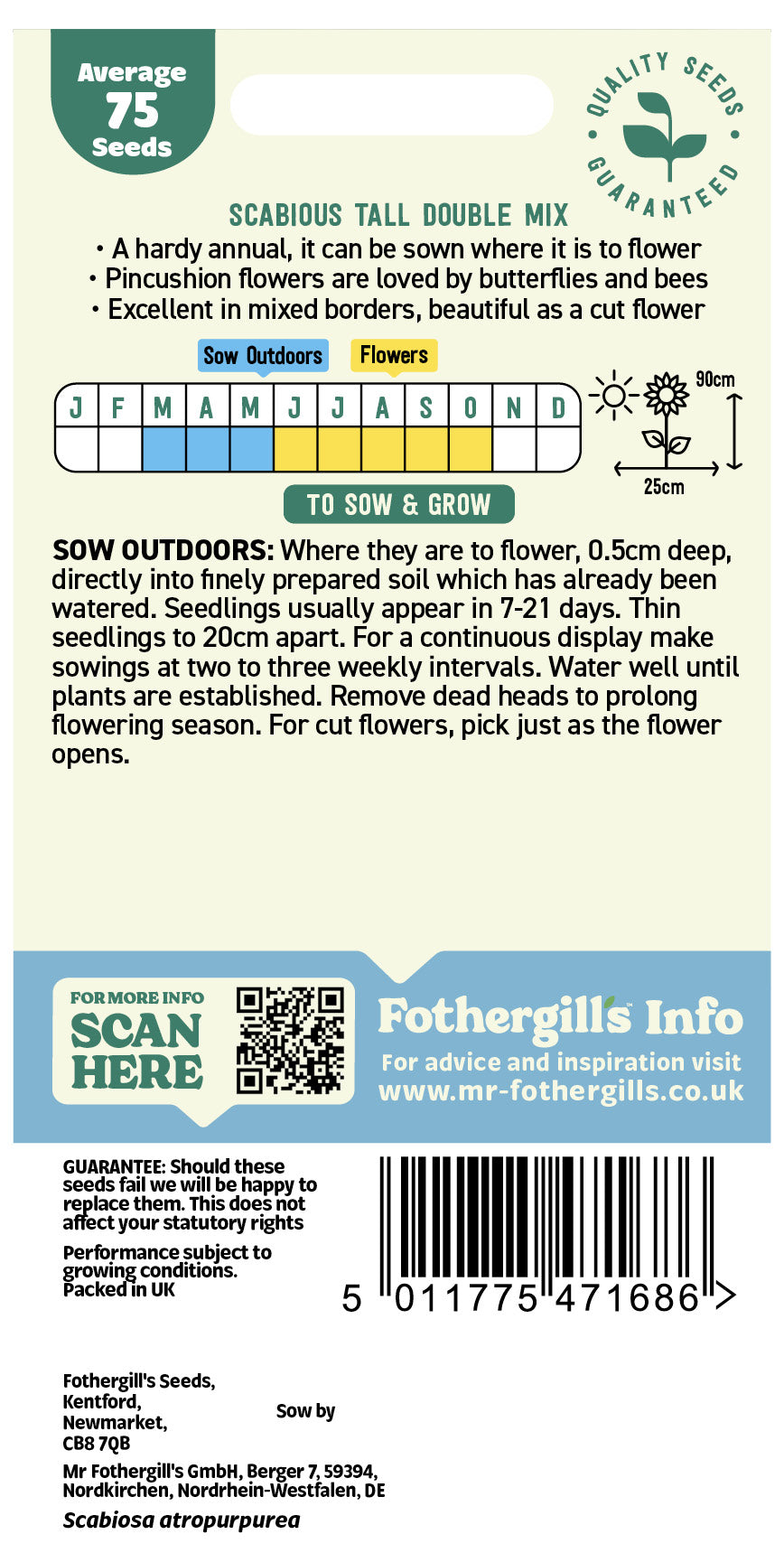 Mr Fothergill's Bellflower  Seeds Packet
