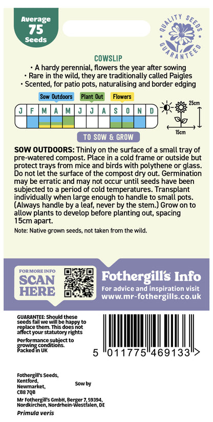 Mr Fothergill's Cowslip Seeds Packet