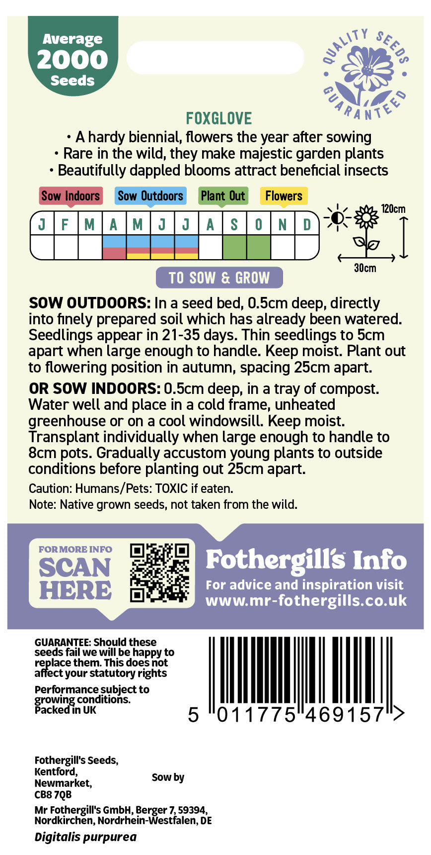 Mr Fothergill's Foxglove Seeds Packet
