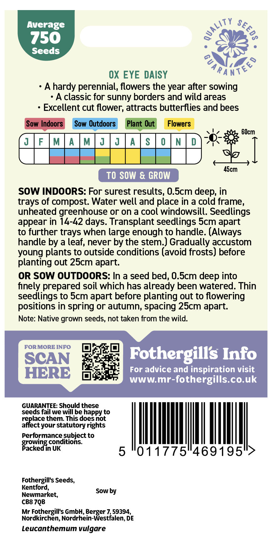 Mr Fothergill's Ox Eye Daisy Seeds Packet