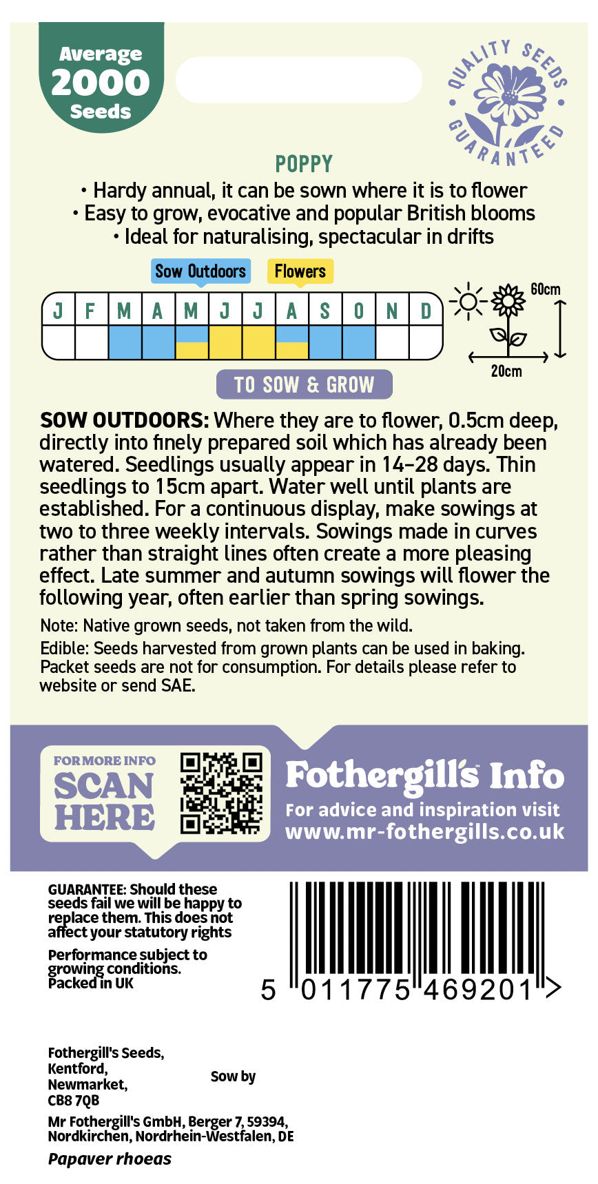 Mr Fothergill's Poppy Seeds Packet