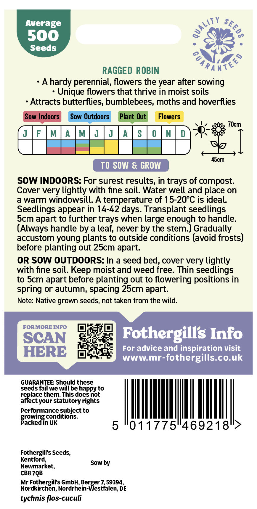 Mr Fothergill's Ragged Robin Seeds Packet