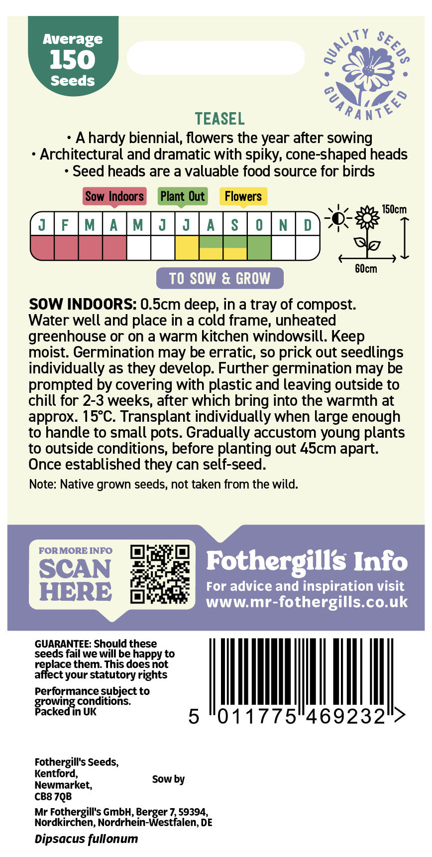 Mr Fothergill's Teasel Seeds Packet