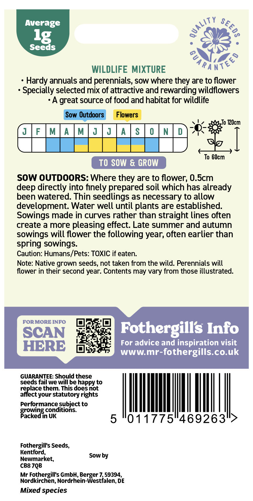 Mr Fothergill's Wildlife Mixture Seeds Packet