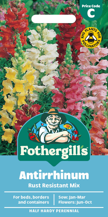 Mr Fothergill's Antirrhinum Rust Resistant Mix Seeds Packet