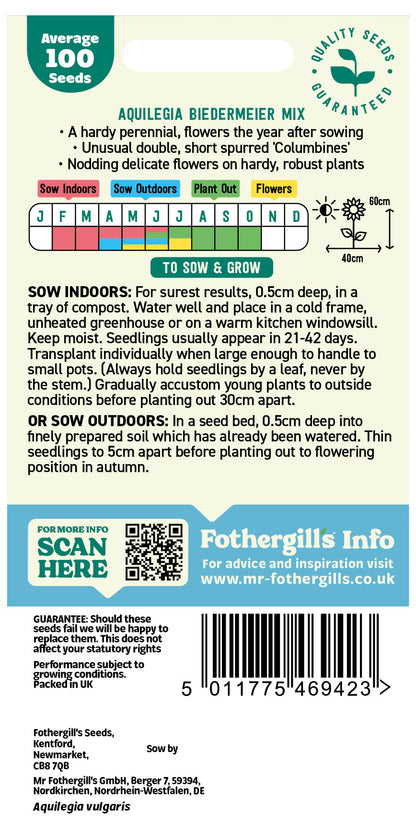 Mr Fothergill's Aquilegia Biedermeier Mix Seeds Packet