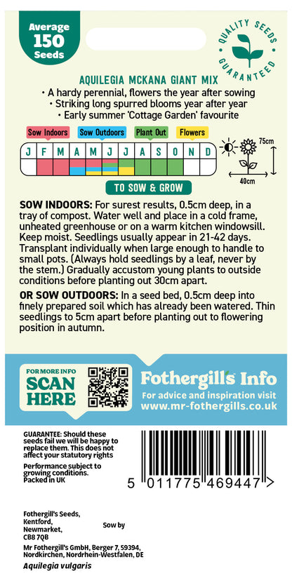 Mr Fothergill's Aquilegia Mckana Giant Mix Seeds Packet