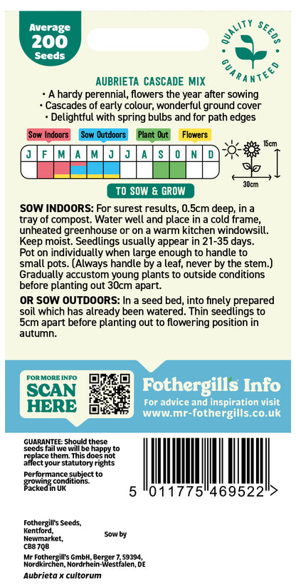 Mr Fothergill's Aubrieta Cascade Mix Seeds Packet