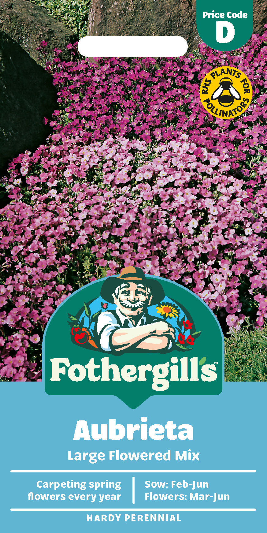 Mr Fothergill's Aubrieta Large Flowered Mix Seeds Packet