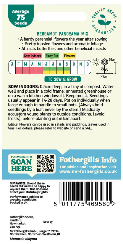 Mr Fothergill's Bergamot Panorama Mix Seeds Packet