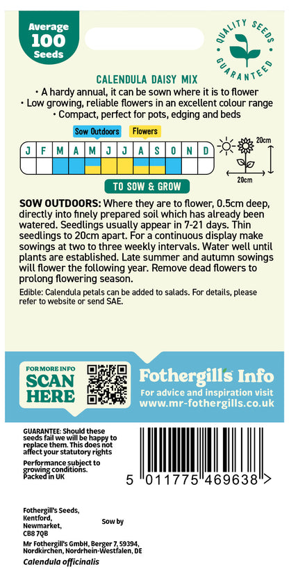 Mr Fothergill's Calendula Daisy Mix Seeds Packet