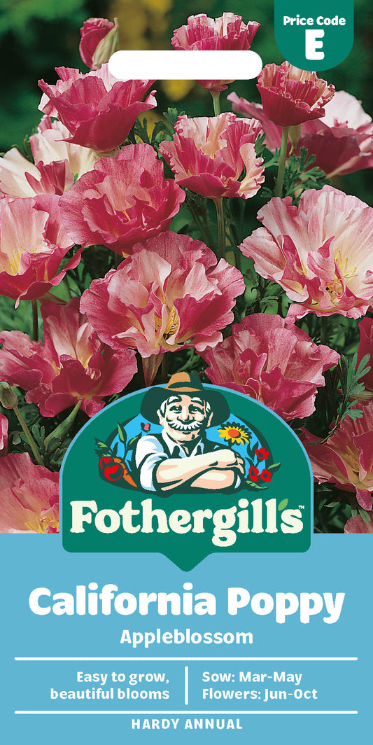 Mr Fothergill's Californian Poppy Appleblossom Pink Seeds Packet