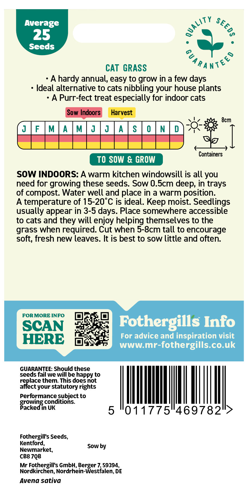 Mr Fothergill's Cat Grass Avena Sativa Seeds Packet